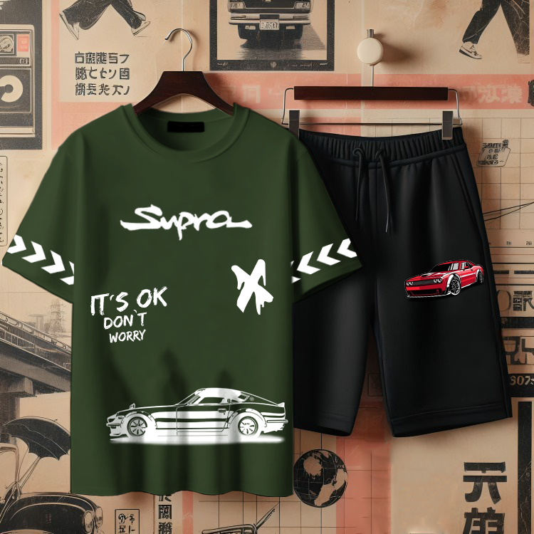 ( SUPRA ) Men's printed T-shirts and shorts set