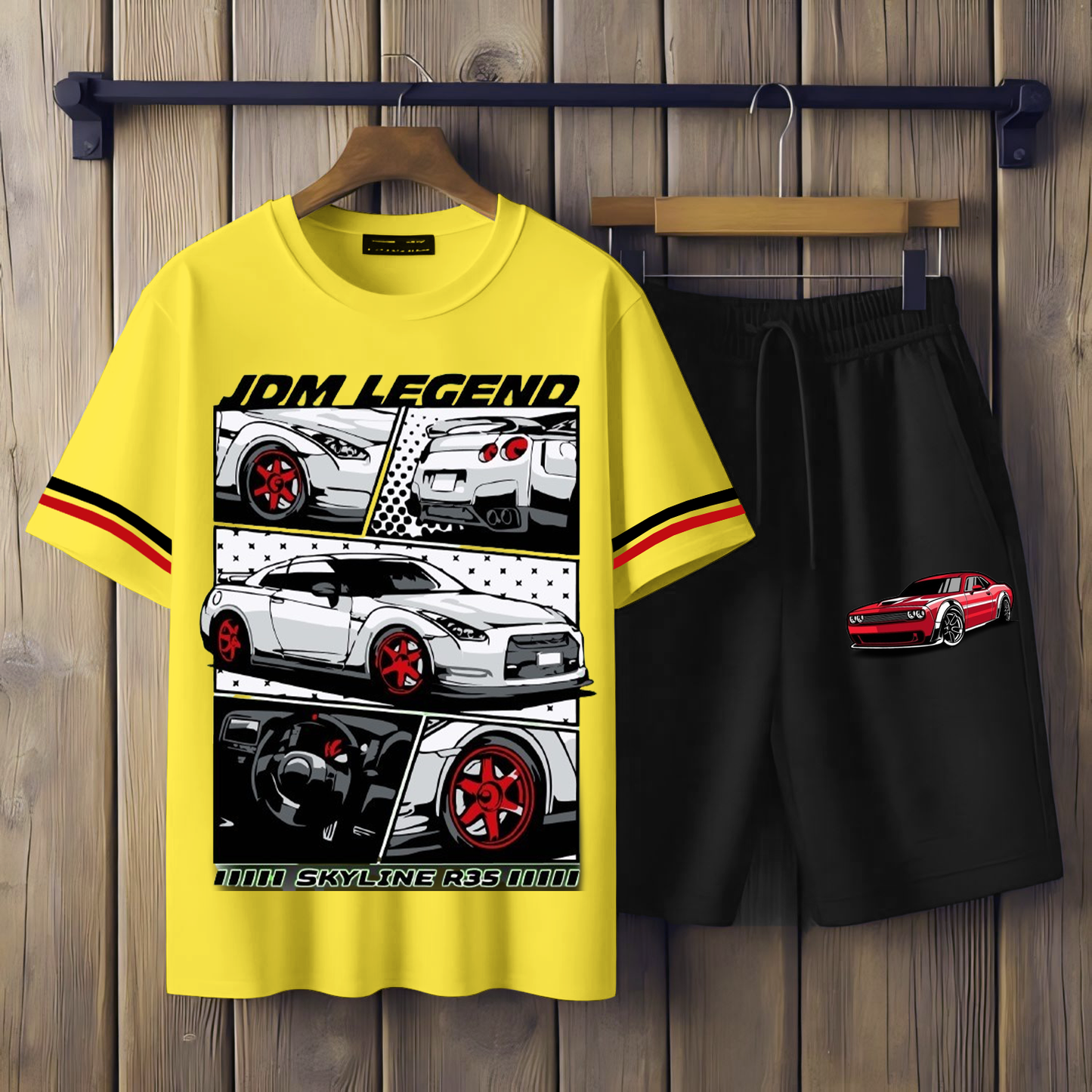 ( JDM LEADEND) Men's printed T-shirts and shorts set