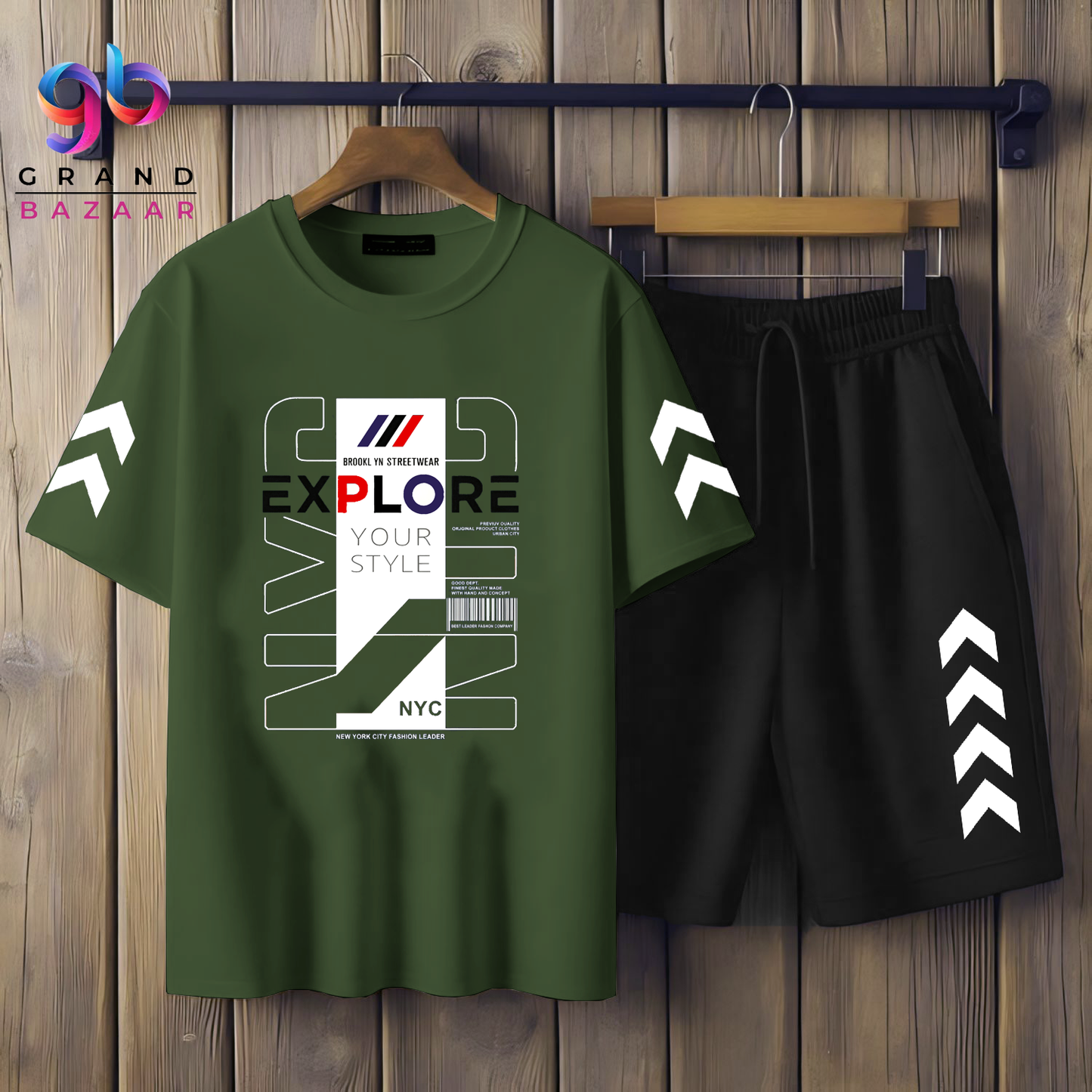 ( EXPLORE ) MEN'S PRINTED SHIRT AND SHORT SET