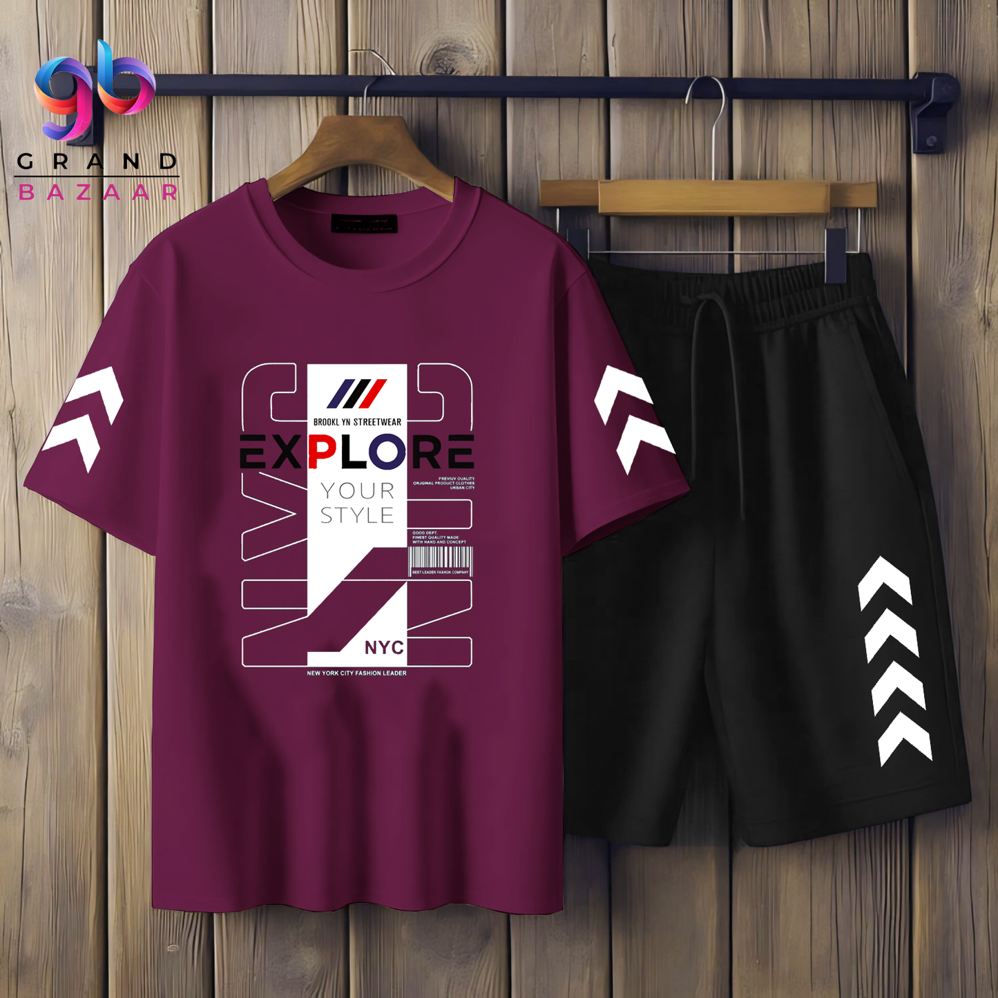 ( EXPLORE ) MEN'S PRINTED SHIRT AND SHORT SET
