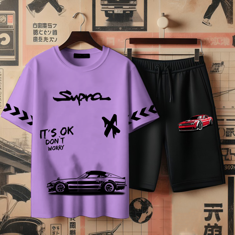 ( SUPRA ) Men's printed T-shirts and shorts set