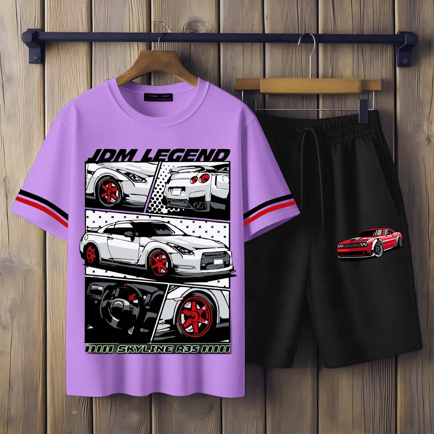 ( JDM LEADEND) Men's printed T-shirts and shorts set
