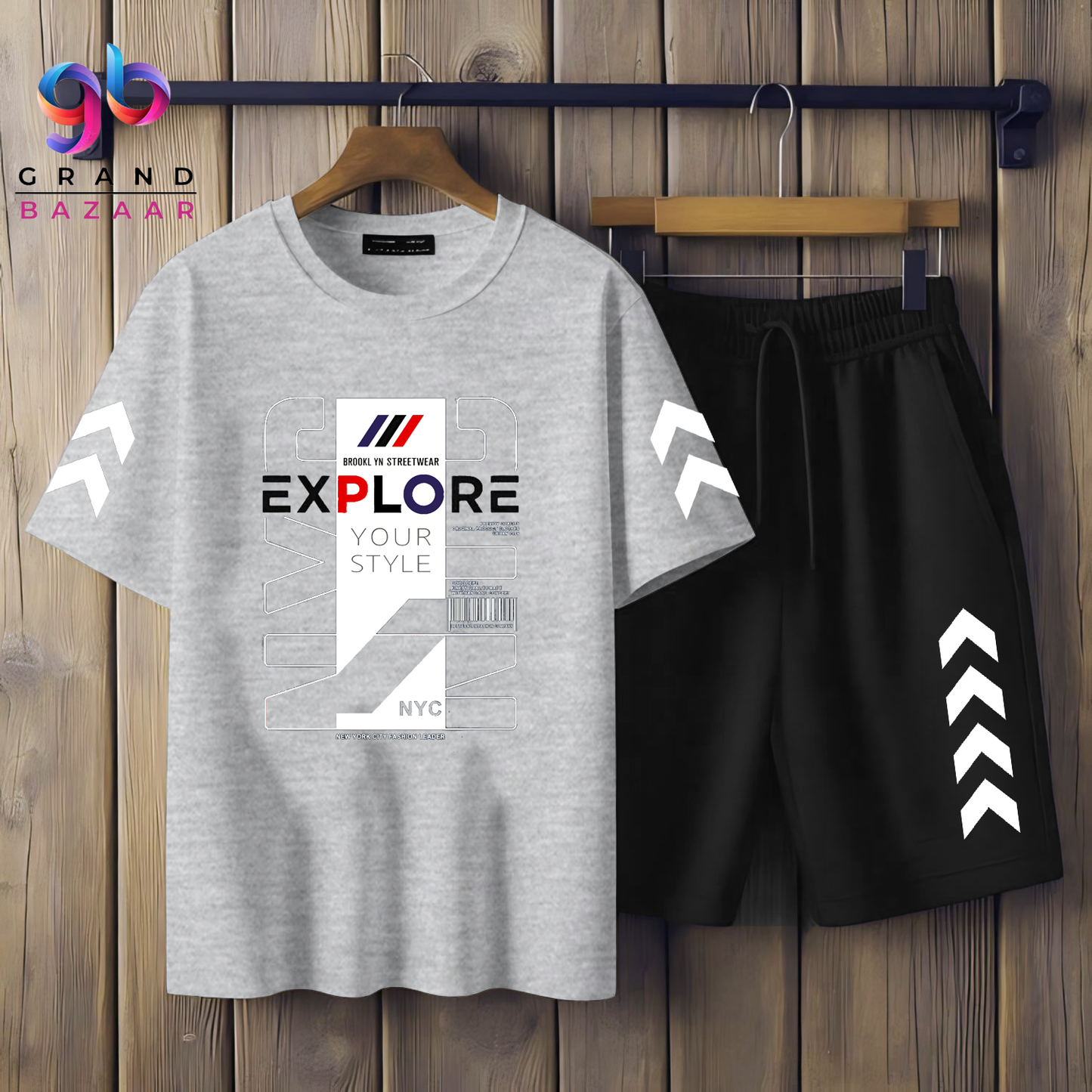( EXPLORE ) MEN'S PRINTED SHIRT AND SHORT SET