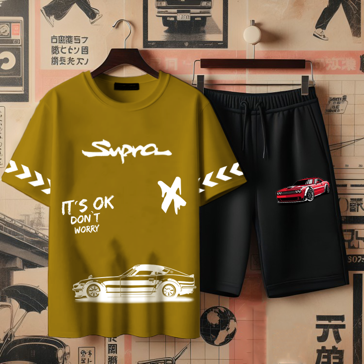 ( SUPRA ) Men's printed T-shirts and shorts set