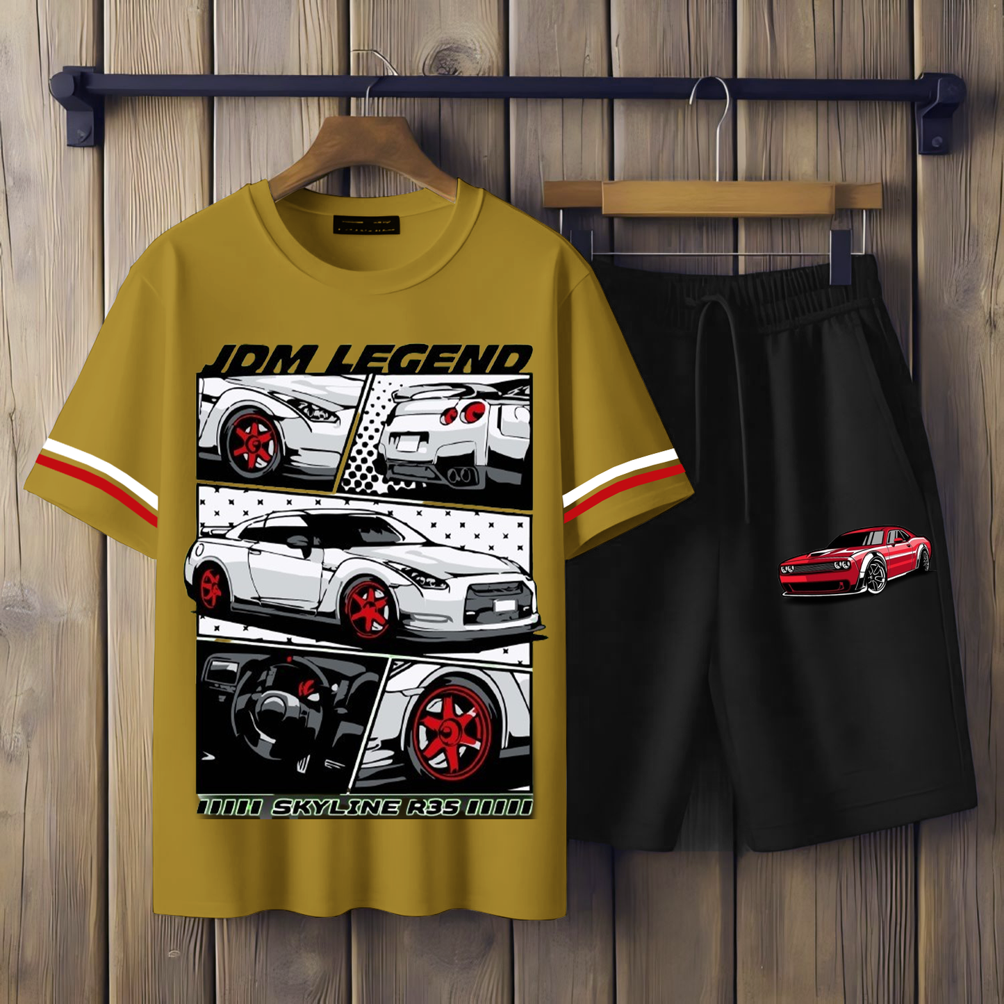 ( JDM LEADEND) Men's printed T-shirts and shorts set