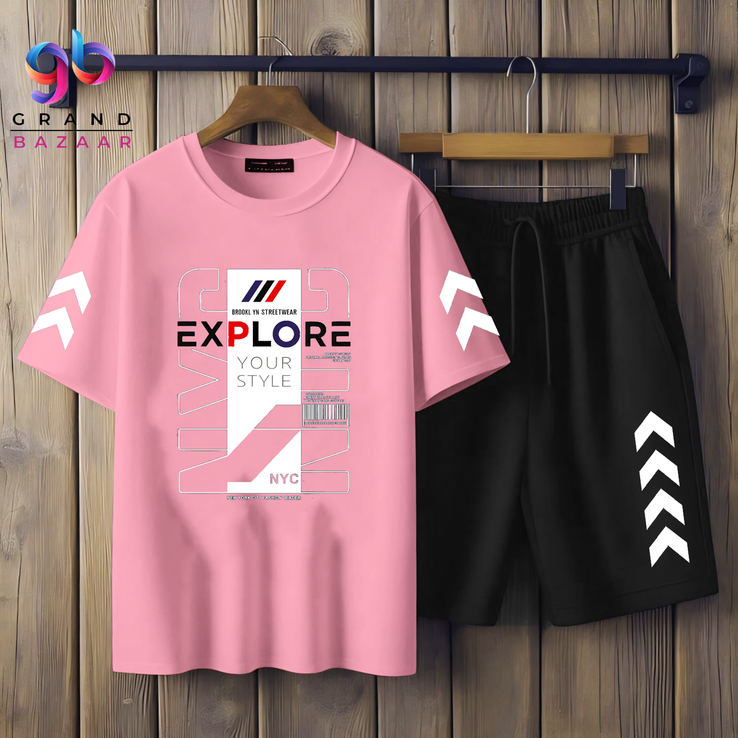 ( EXPLORE ) MEN'S PRINTED SHIRT AND SHORT SET