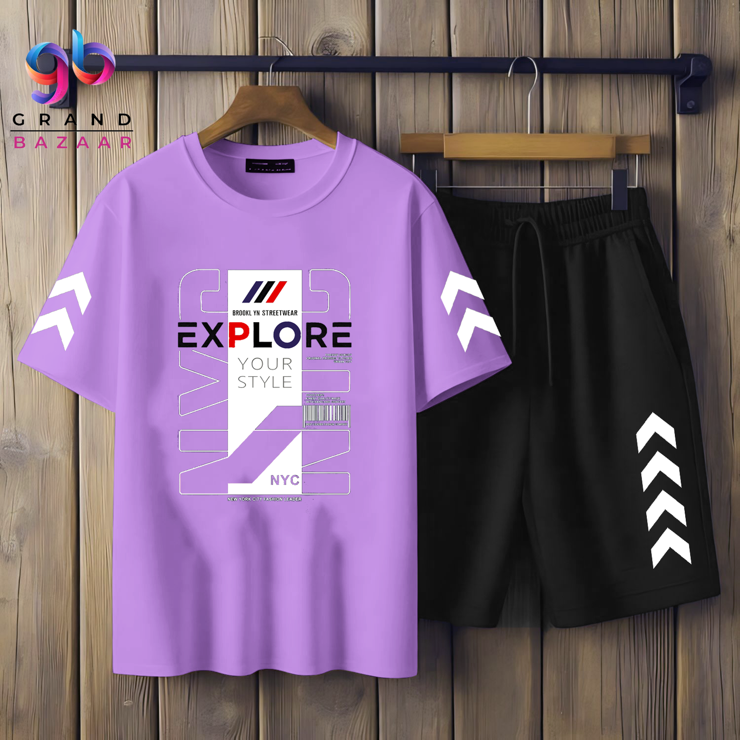 ( EXPLORE ) MEN'S PRINTED SHIRT AND SHORT SET
