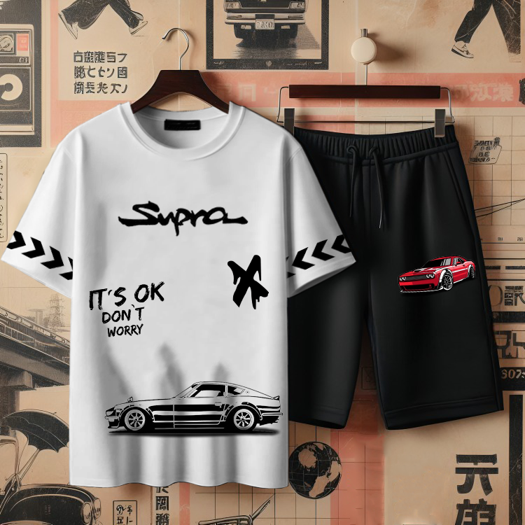 ( SUPRA ) Men's printed T-shirts and shorts set