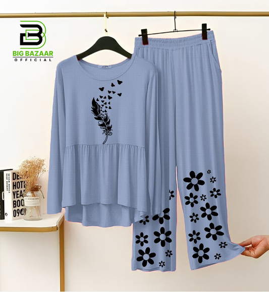 New Casual Printed Frill For Womens Night Suits