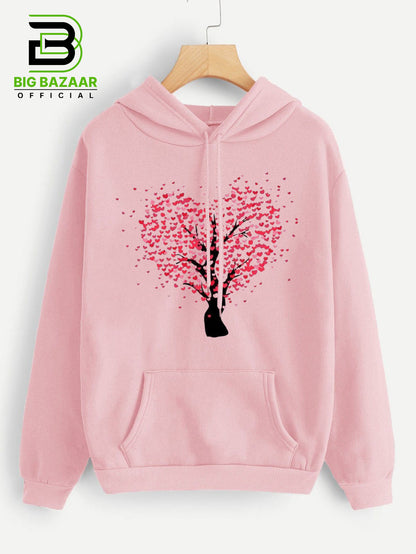 Pink Kangroo Printed  Hoodie For Girls & Womens