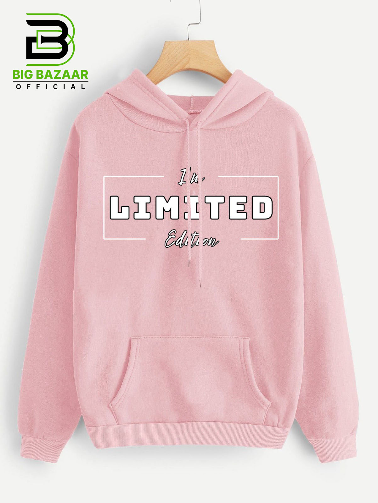 Pink Kangroo Printed  Hoodie For Girls & Womens