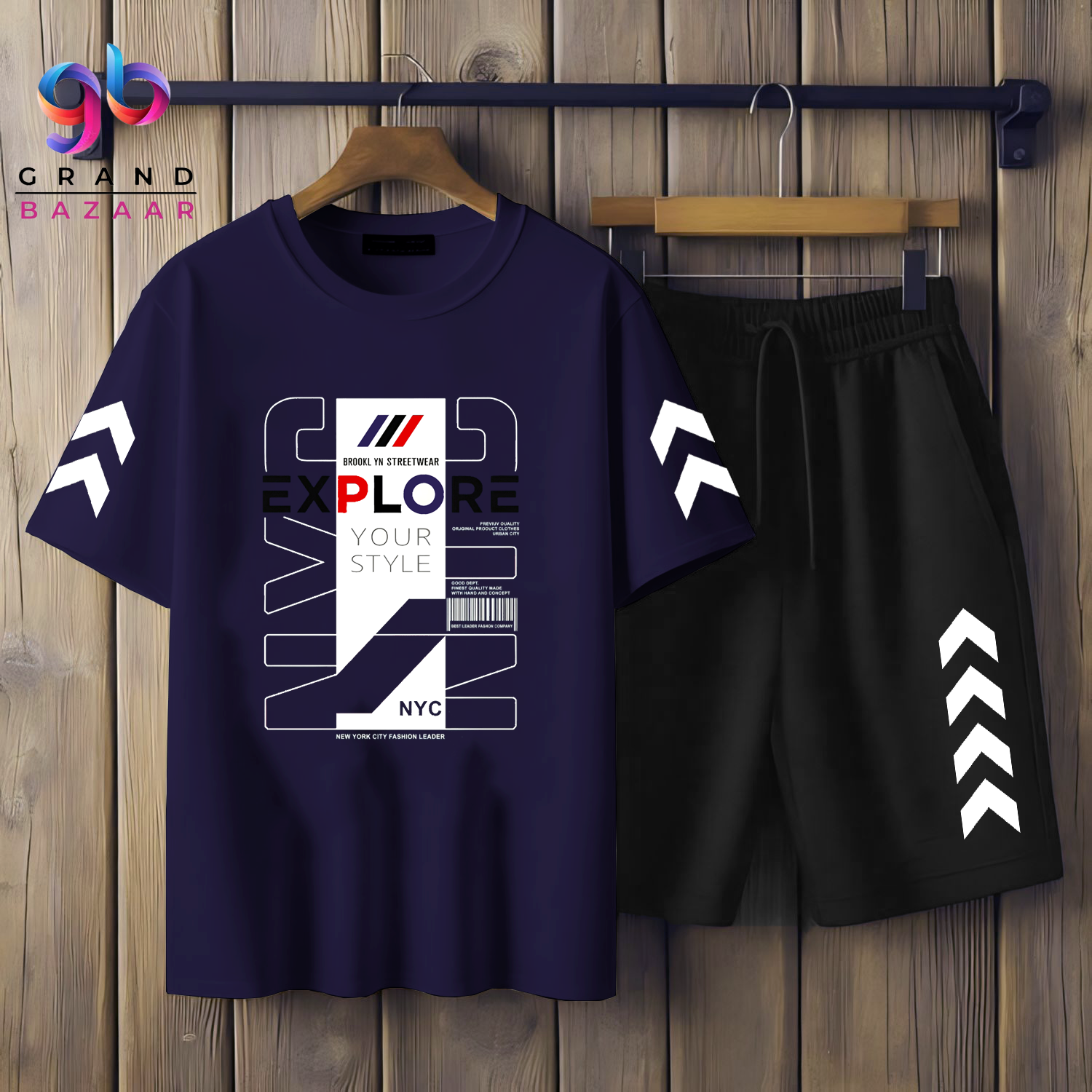 ( EXPLORE ) MEN'S PRINTED SHIRT AND SHORT SET