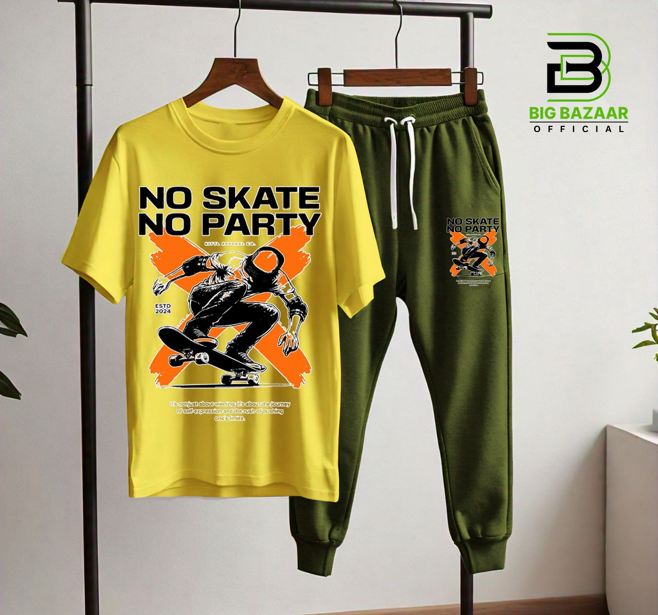 NO SKATE NO PARTY NEW PRINT T-SHIRT & TROUSER