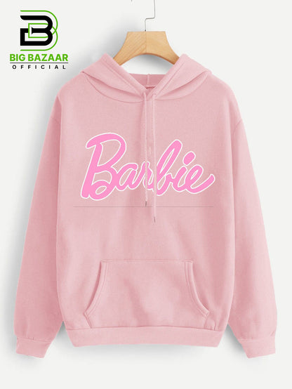 Pink Kangroo Printed  Hoodie For Girls & Womens