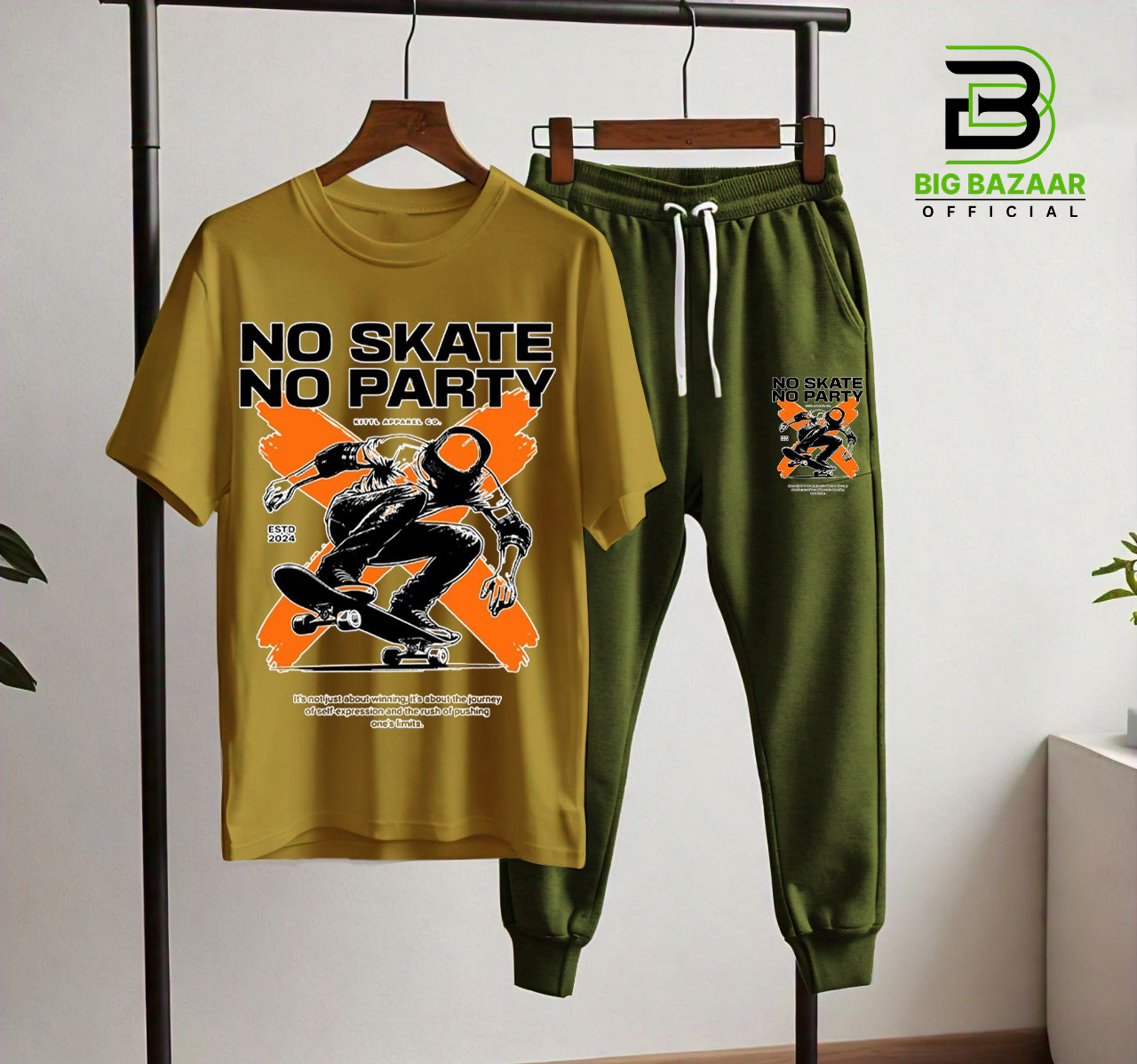 NO SKATE NO PARTY NEW PRINT T-SHIRT & TROUSER