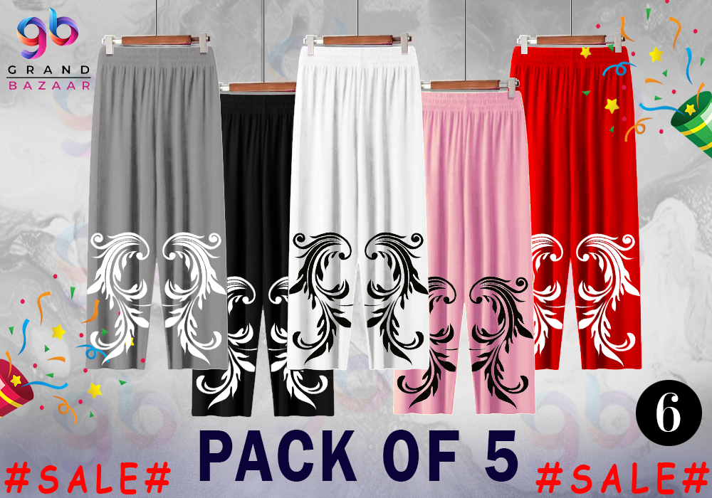 SUMMER WOMENS PRINTED FLAPPER TROUSERS (PACK OF 5)