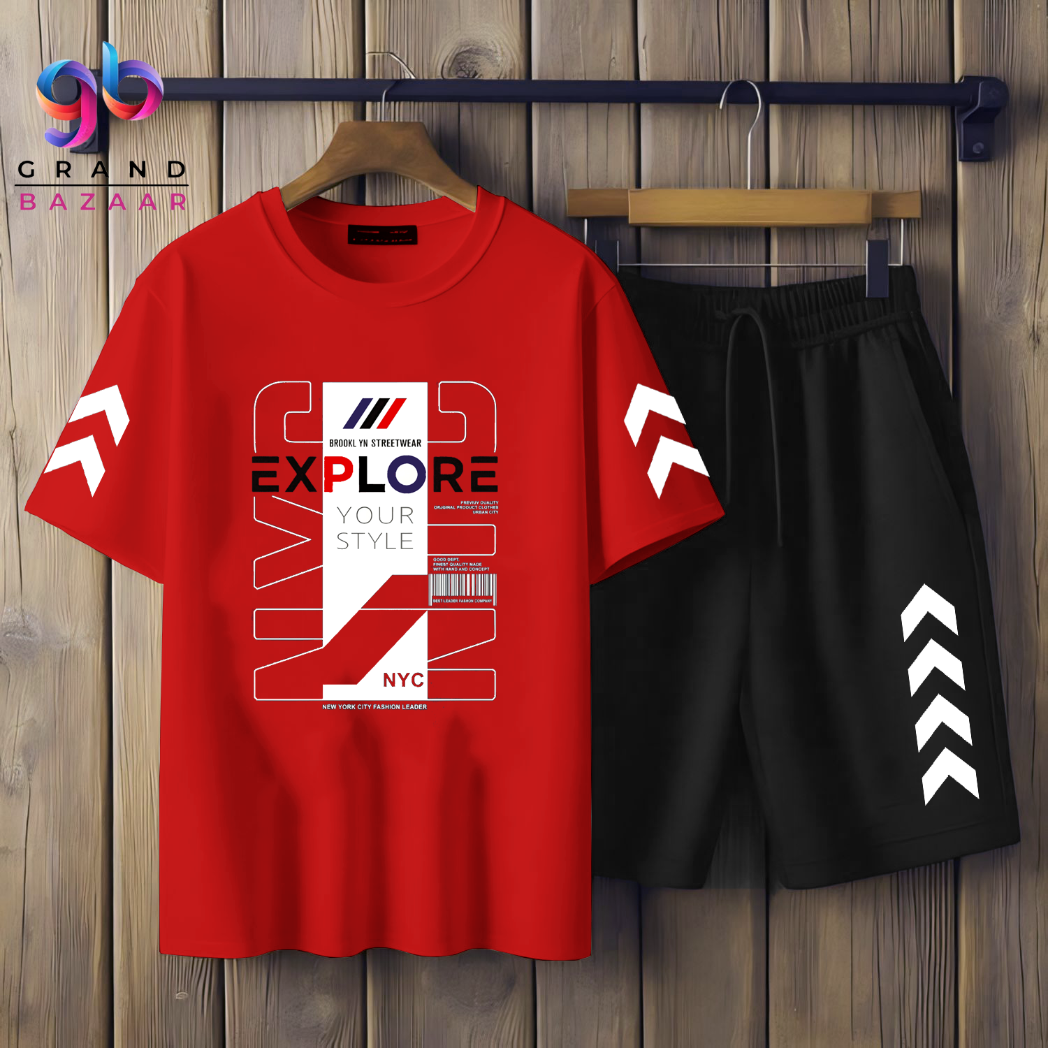 ( EXPLORE ) MEN'S PRINTED SHIRT AND SHORT SET