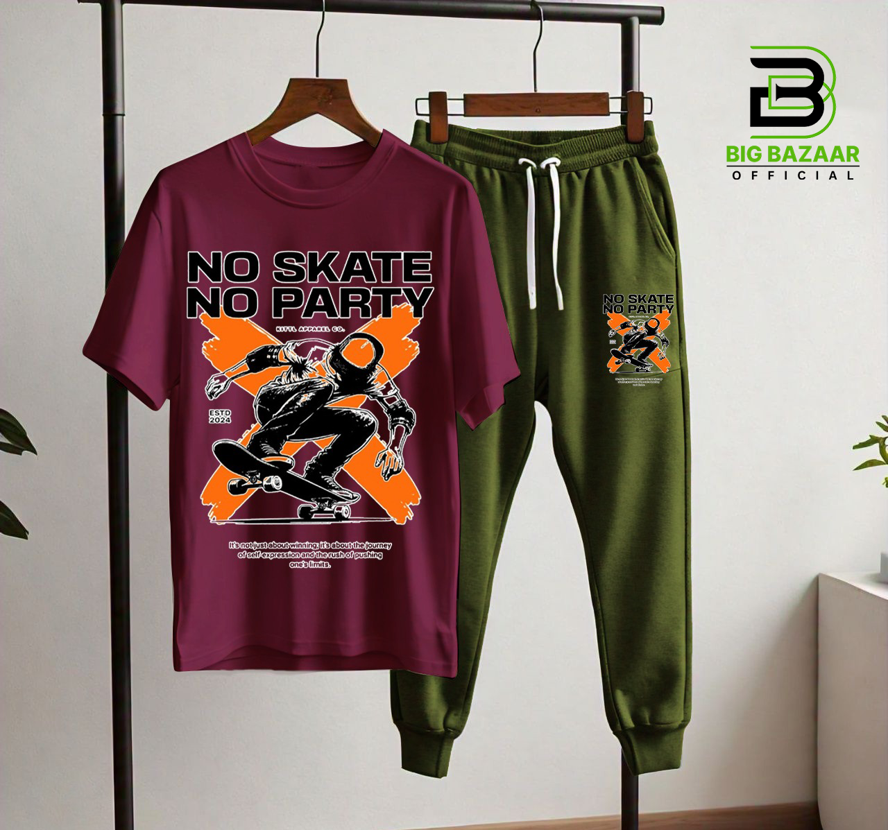 NO SKATE NO PARTY NEW PRINT T-SHIRT & TROUSER