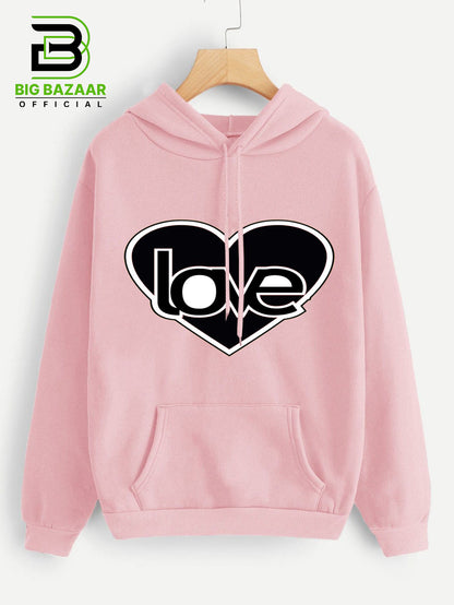 Pink Kangroo Printed  Hoodie For Girls & Womens