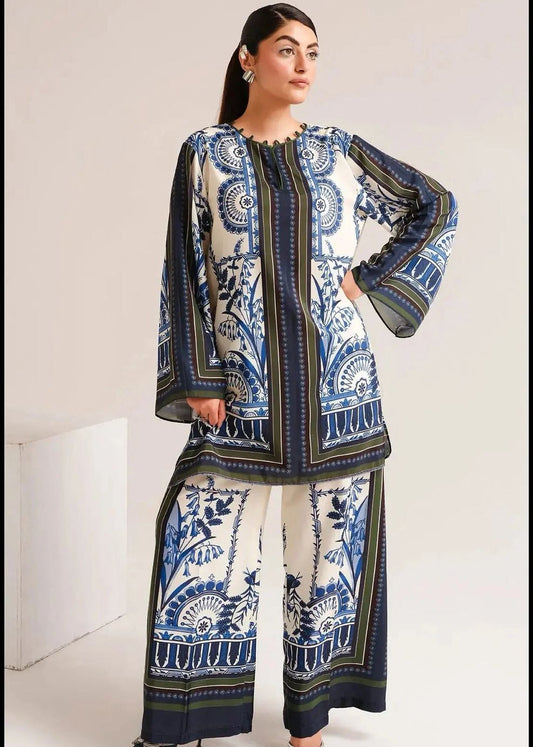 BLUE & IVORY 2 PIECE CO ORD SETS