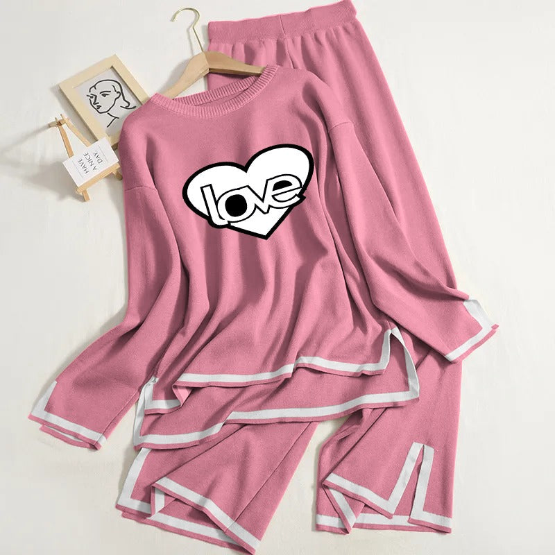 Pink Winter Oversize Outfit (Printed) For Women