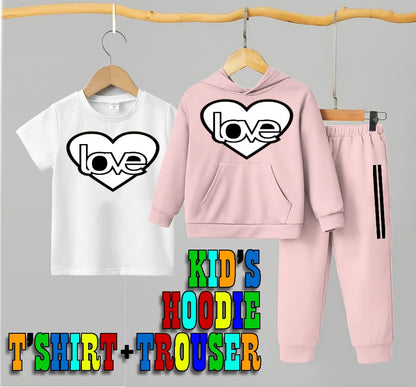 Pink & White Kids Track Suits (3 Piece Suit Kids Hoodie Trouser) Winter Collection