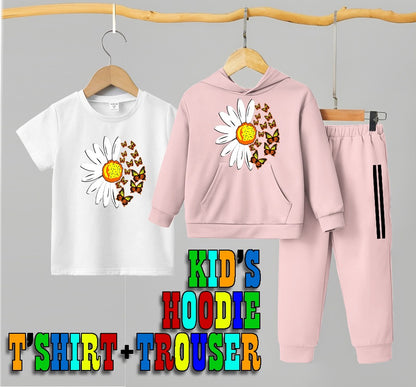 Pink & White Kids Track Suits (3 Piece Suit Kids Hoodie Trouser) Winter Collection