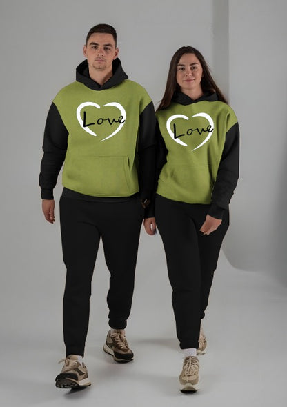 Winter Couple Hoodie + Trouser (Printed Green & Black)