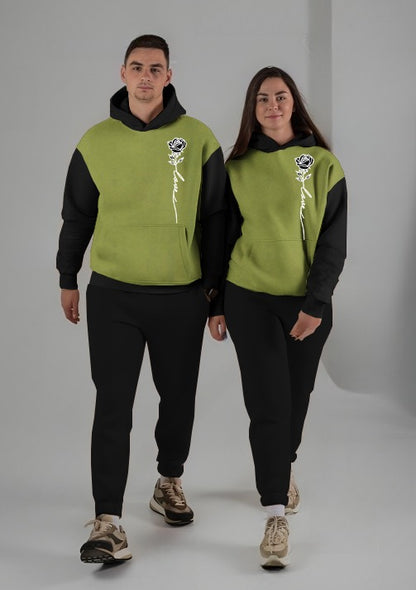 Winter Couple Hoodie + Trouser (Printed Green & Black)