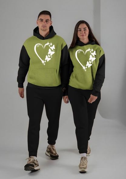 Winter Couple Hoodie + Trouser (Printed Green & Black)