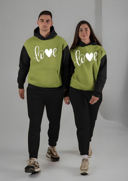 Winter Couple Hoodie + Trouser (Printed Green & Black)