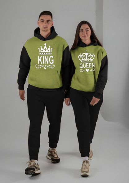 Winter Couple Hoodie + Trouser (Printed Green & Black)