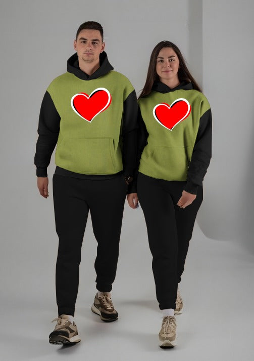 Winter Couple Hoodie Trouser Printed Green Black