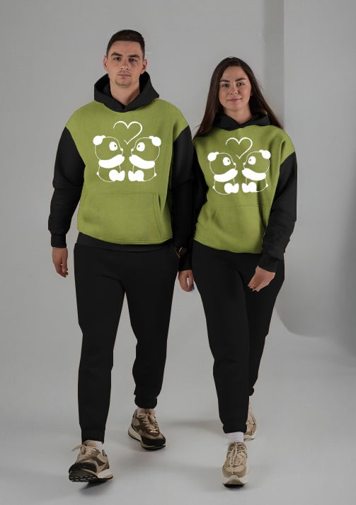 Winter Couple Hoodie + Trouser (Printed Green & Black)