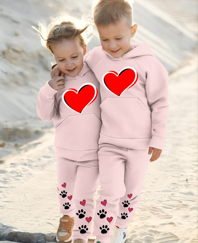 Pack of 2 Kids Hoodie Trouser Track Suits | 2 Piece Suit | Winter Collection (Pink)