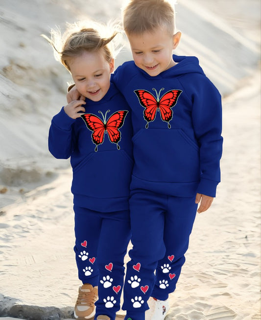 Pack of 2 Kids Hoodie Trouser Track Suits | 2 Piece Suit | Winter Collection (Blue)