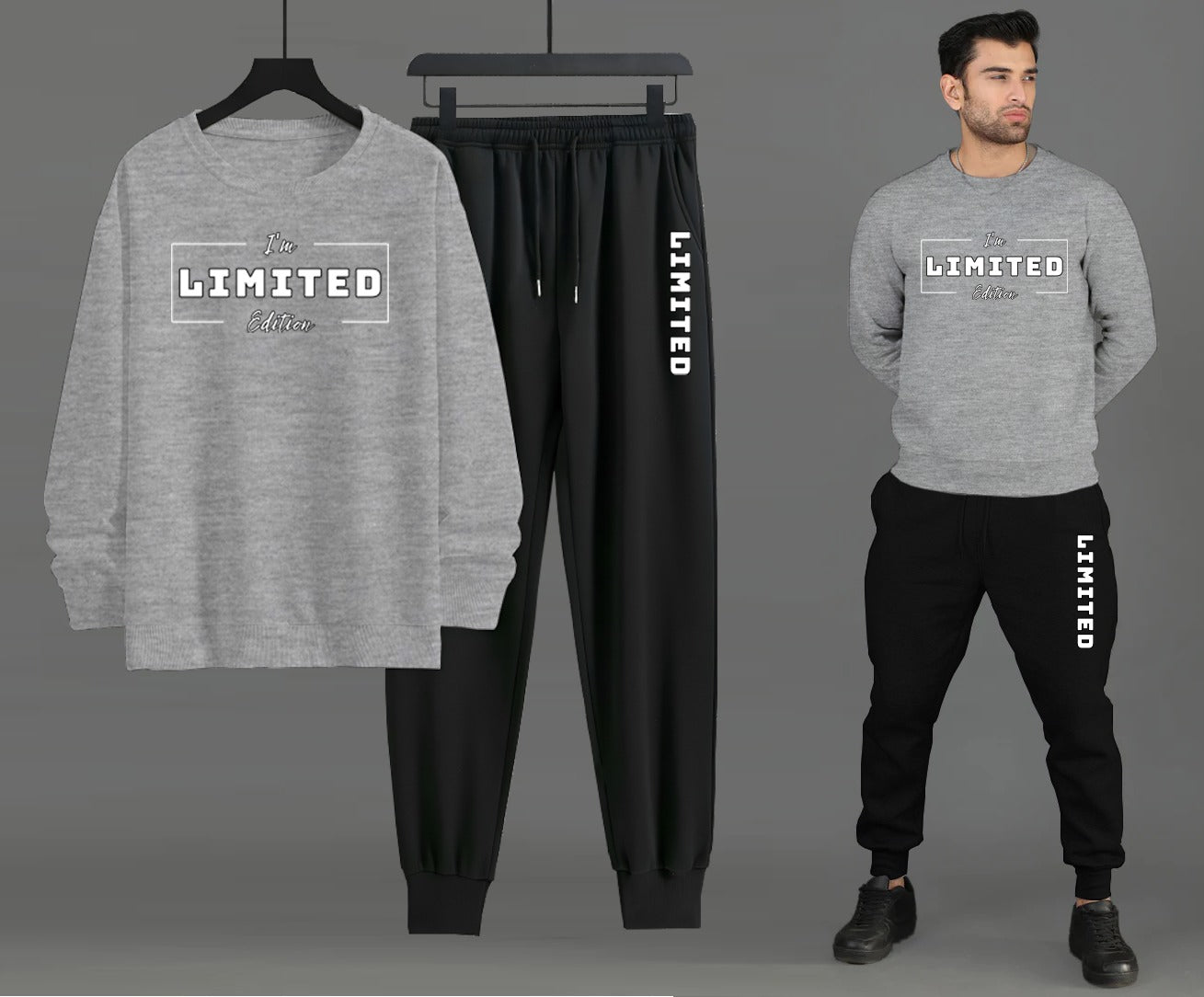 Sweat Shirt With Trouser For Men (Winter Collection) Gray & Black