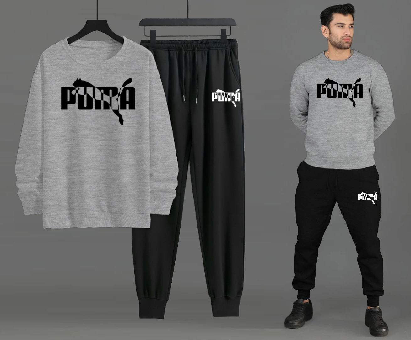 Sweat Shirt With Trouser For Men (Winter Collection) Gray & Black