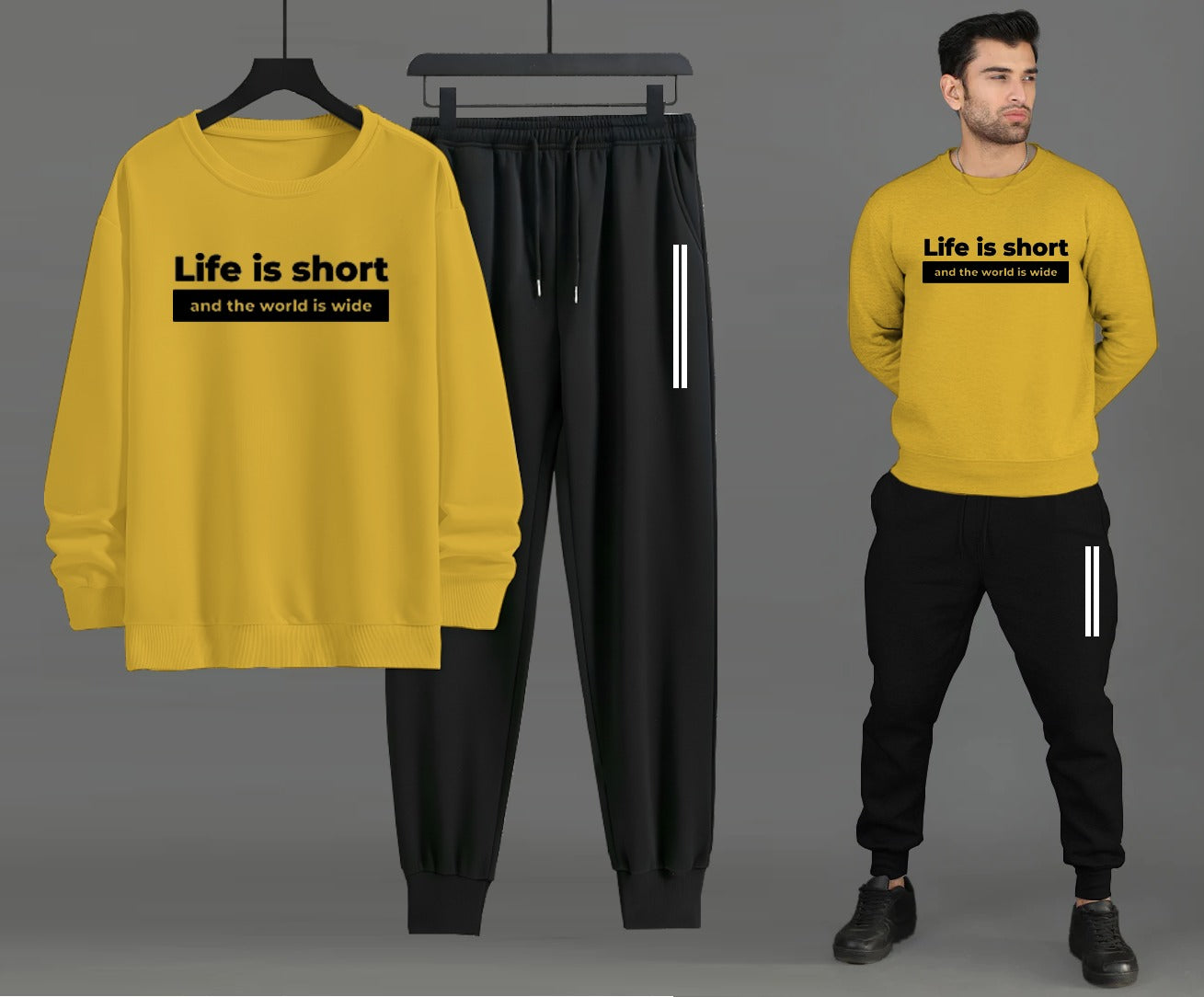 Sweat Shirt + Trouser | Winter Collection | Printed Yellow & Black