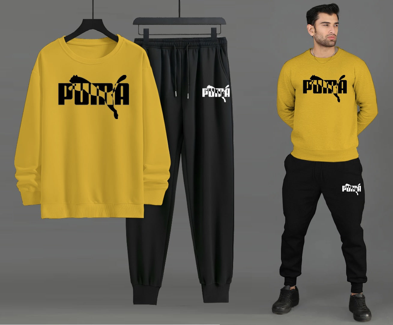 Sweat Shirt + Trouser | Winter Collection | Printed Yellow & Black