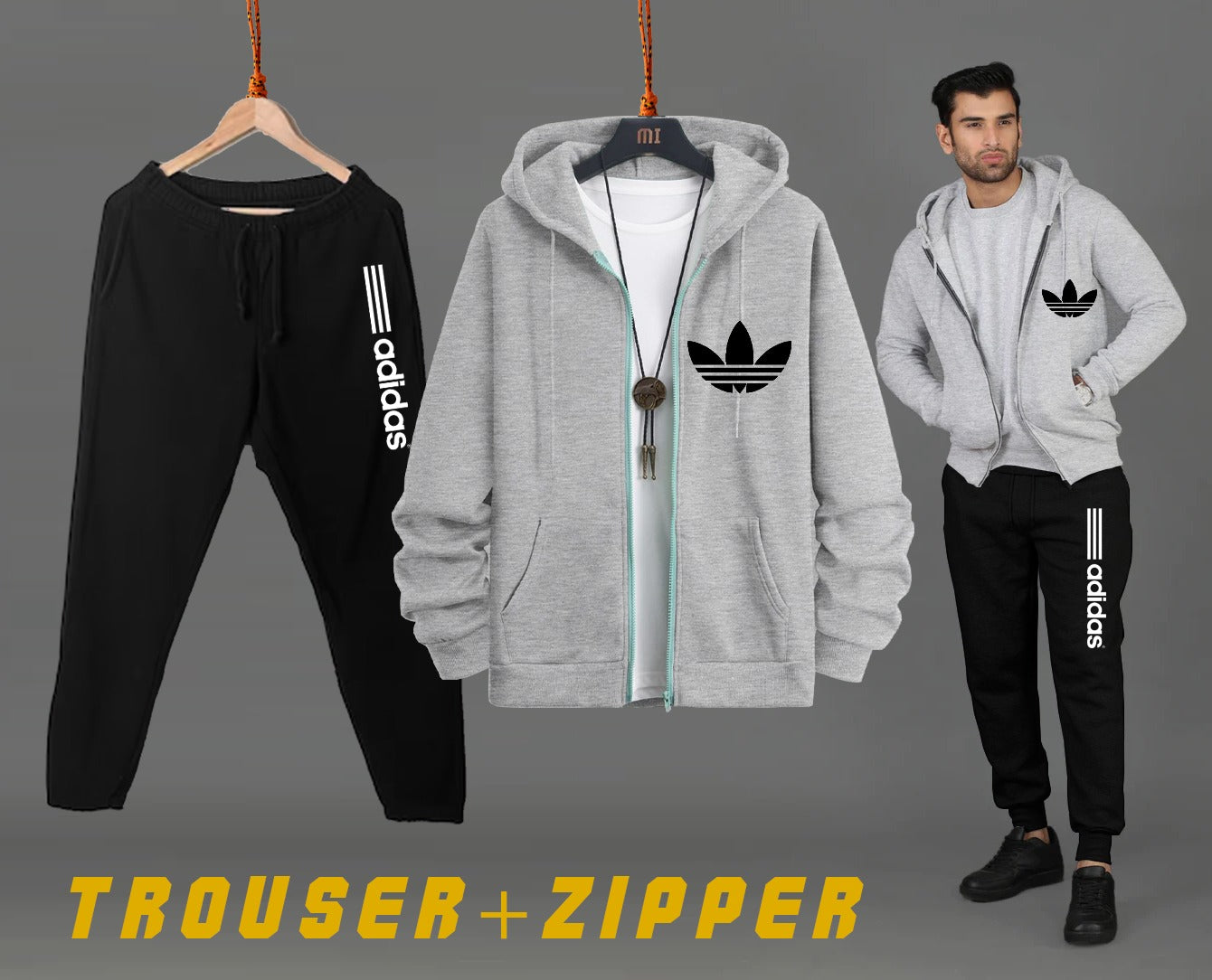 ZIPPER HOODIE WITH TROUSER PRINTED