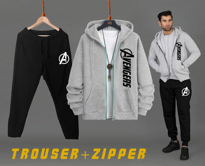 ZIPPER HOODIE WITH TROUSER PRINTED