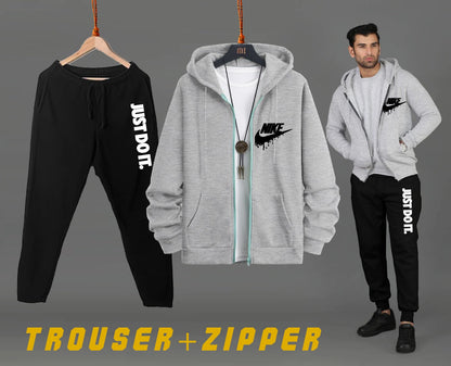 ZIPPER HOODIE WITH TROUSER PRINTED