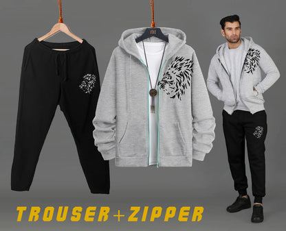 ZIPPER HOODIE WITH TROUSER PRINTED