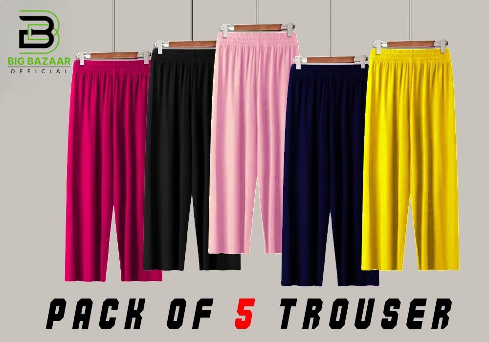 New Plain Random Pack of 5 Trouser For Girls & Women