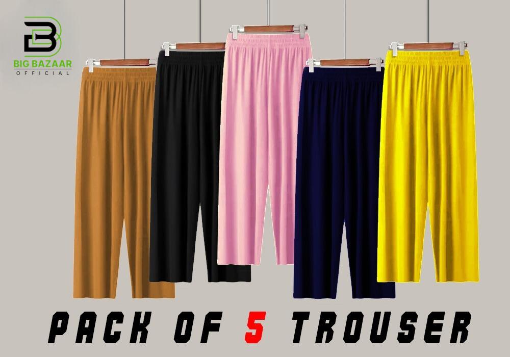 New Plain Random Pack of 5 Trouser For Girls & Women