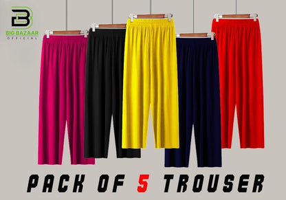 New Plain Random Pack of 5 Trouser For Girls & Women