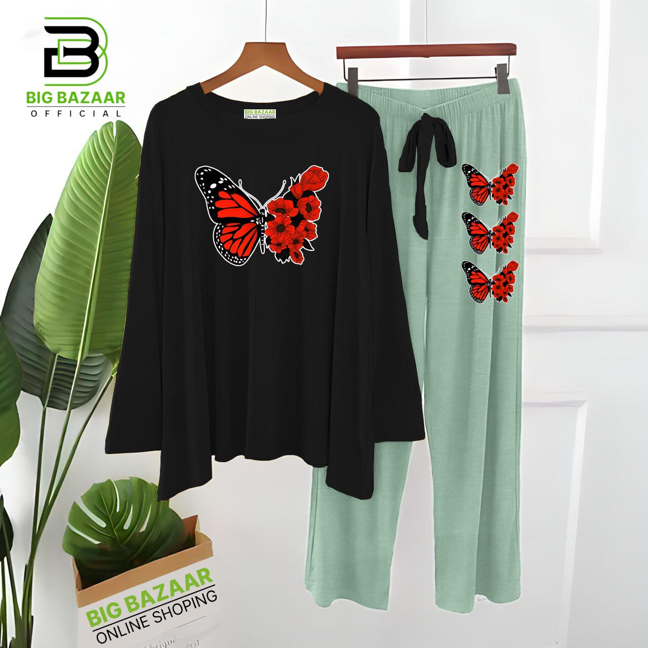 Lounge Wear | Loungewear Outfits | Lounge wear set | Summer Style Plain Lounge Wear ( Butterfly Printed)