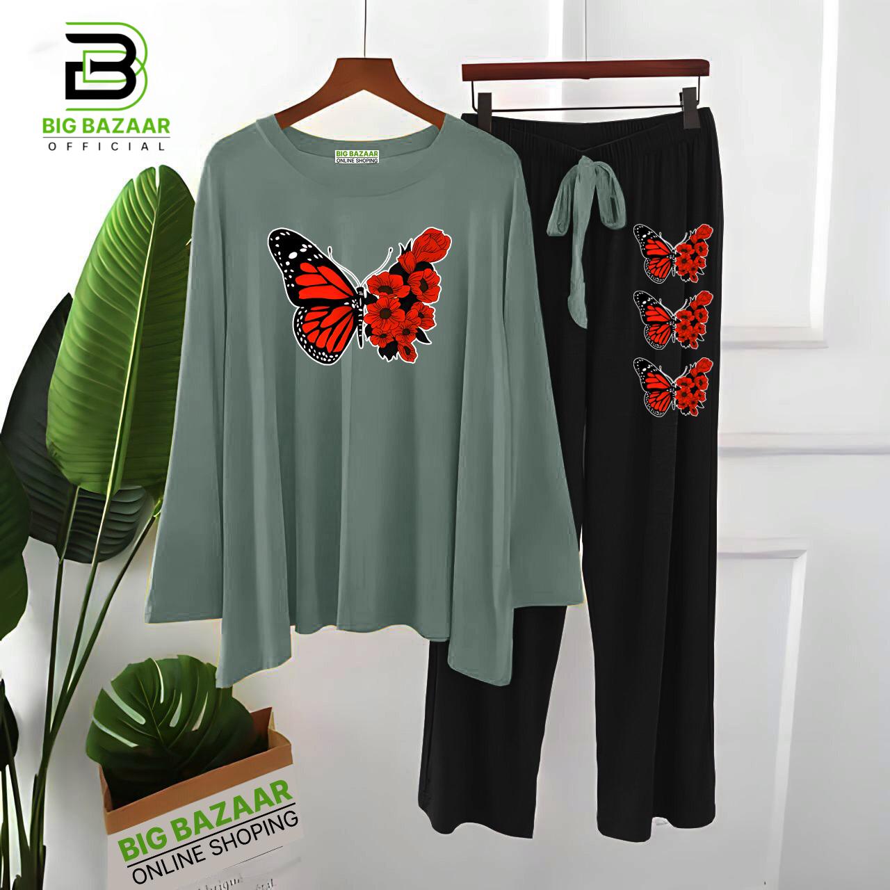 Lounge Wear | Loungewear Outfits | Lounge wear set | Summer Style Plain Lounge Wear ( Butterfly Printed)