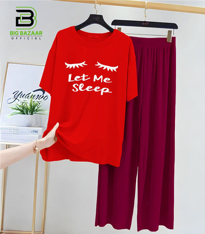 Printed 2 Piece Nightwear | 2 Pcs Sleepwear Night Suit (Red & Mehroon)